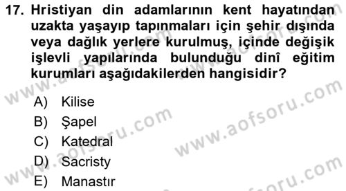 Sanat Tarihi Dersi 2025 - 2026 Yılı (Final) Dönem Sonu Sınav Soruları 17. Soru