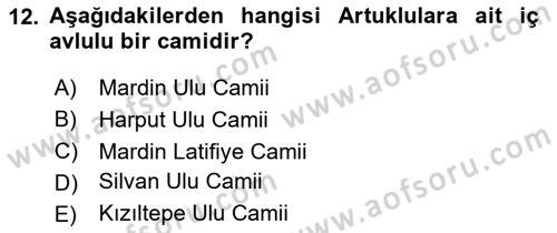 Sanat Tarihi Dersi 2025 - 2026 Yılı Yaz Okulu Sınav Soruları 12. Soru