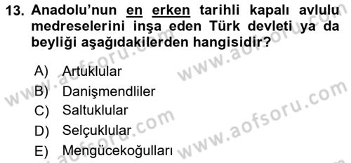 Sanat Tarihi Dersi 2025 - 2026 Yılı Yaz Okulu Sınav Soruları 13. Soru
