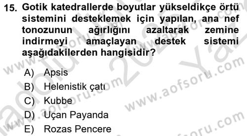 Sanat Tarihi Dersi 2025 - 2026 Yılı Yaz Okulu Sınav Soruları 15. Soru