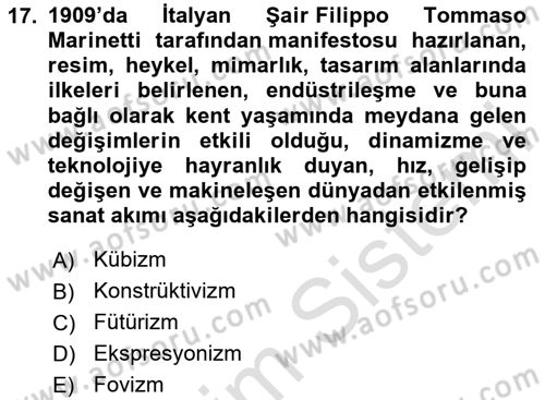 Sanat Tarihi Dersi 2025 - 2026 Yılı Yaz Okulu Sınav Soruları 17. Soru