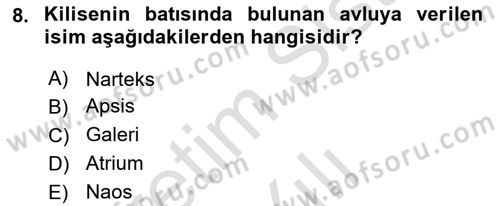 Sanat Tarihi Dersi 2025 - 2026 Yılı Yaz Okulu Sınav Soruları 8. Soru