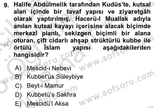 Sanat Tarihi Dersi 2025 - 2026 Yılı Yaz Okulu Sınav Soruları 9. Soru