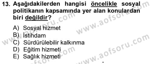Topluma Hizmet Eğitimi Dersi 2012 - 2013 Yılı (Vize) Ara Sınav Soruları 13. Soru