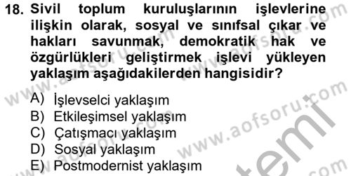 Topluma Hizmet Eğitimi Dersi 2012 - 2013 Yılı (Vize) Ara Sınav Soruları 18. Soru