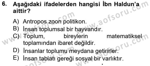 Topluma Hizmet Eğitimi Dersi 2012 - 2013 Yılı (Vize) Ara Sınav Soruları 6. Soru