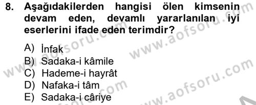 Topluma Hizmet Eğitimi Dersi 2012 - 2013 Yılı (Vize) Ara Sınav Soruları 8. Soru