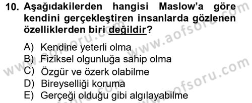 Topluma Hizmet Eğitimi Dersi 2012 - 2013 Yılı (Final) Dönem Sonu Sınav Soruları 10. Soru