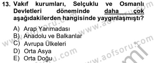 Topluma Hizmet Eğitimi Dersi 2012 - 2013 Yılı (Final) Dönem Sonu Sınav Soruları 13. Soru