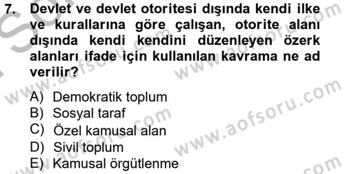 Topluma Hizmet Eğitimi Dersi 2012 - 2013 Yılı (Final) Dönem Sonu Sınav Soruları 7. Soru