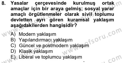 Topluma Hizmet Eğitimi Dersi 2012 - 2013 Yılı (Final) Dönem Sonu Sınav Soruları 8. Soru