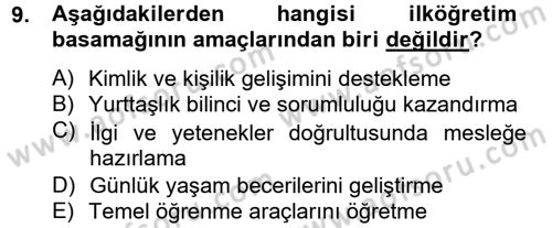 Topluma Hizmet Eğitimi Dersi 2012 - 2013 Yılı (Final) Dönem Sonu Sınav Soruları 9. Soru