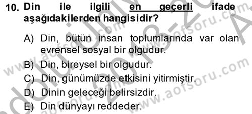 Topluma Hizmet Eğitimi Dersi 2013 - 2014 Yılı (Vize) Ara Sınav Soruları 10. Soru