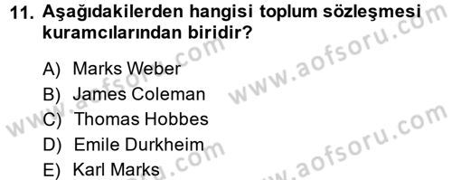 Topluma Hizmet Eğitimi Dersi 2013 - 2014 Yılı (Vize) Ara Sınav Soruları 11. Soru