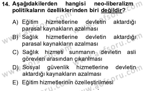 Topluma Hizmet Eğitimi Dersi 2013 - 2014 Yılı (Vize) Ara Sınav Soruları 14. Soru