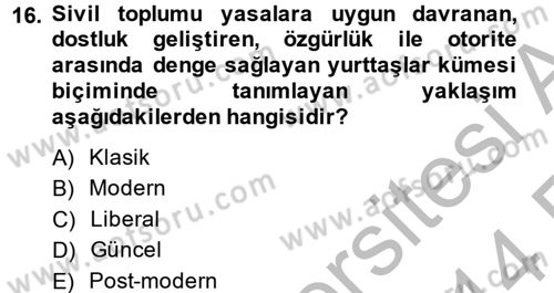 Topluma Hizmet Eğitimi Dersi 2013 - 2014 Yılı (Vize) Ara Sınav Soruları 16. Soru