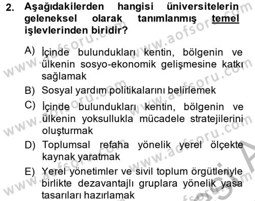 Topluma Hizmet Eğitimi Dersi 2013 - 2014 Yılı (Vize) Ara Sınav Soruları 2. Soru