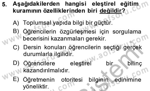 Topluma Hizmet Eğitimi Dersi 2013 - 2014 Yılı (Vize) Ara Sınav Soruları 5. Soru