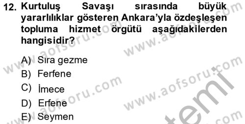 Topluma Hizmet Eğitimi Dersi 2013 - 2014 Yılı (Final) Dönem Sonu Sınav Soruları 12. Soru