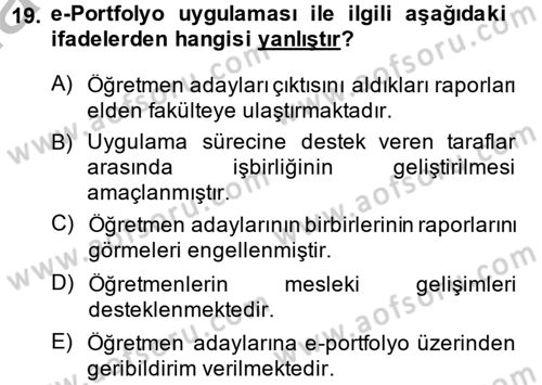 Topluma Hizmet Eğitimi Dersi 2013 - 2014 Yılı (Final) Dönem Sonu Sınav Soruları 19. Soru