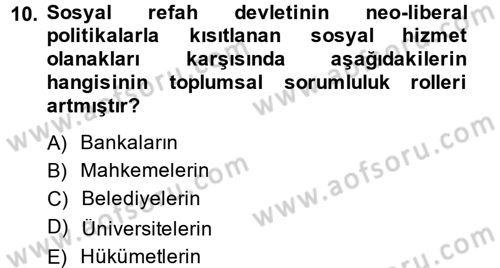 Topluma Hizmet Eğitimi Dersi 2014 - 2015 Yılı (Vize) Ara Sınav Soruları 10. Soru