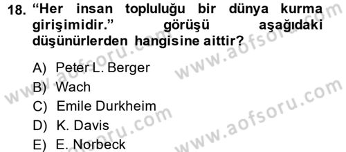 Topluma Hizmet Eğitimi Dersi 2014 - 2015 Yılı (Vize) Ara Sınav Soruları 18. Soru