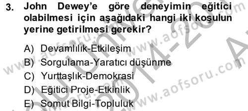 Topluma Hizmet Eğitimi Dersi 2014 - 2015 Yılı (Vize) Ara Sınav Soruları 3. Soru