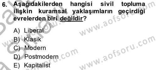 Topluma Hizmet Eğitimi Dersi 2014 - 2015 Yılı (Vize) Ara Sınav Soruları 6. Soru