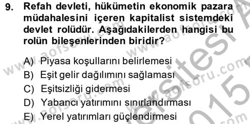 Topluma Hizmet Eğitimi Dersi 2014 - 2015 Yılı (Vize) Ara Sınav Soruları 9. Soru