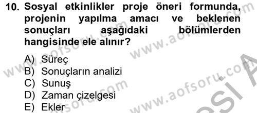 Topluma Hizmet Eğitimi Dersi 2014 - 2015 Yılı (Final) Dönem Sonu Sınav Soruları 10. Soru