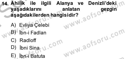 Topluma Hizmet Eğitimi Dersi 2014 - 2015 Yılı (Final) Dönem Sonu Sınav Soruları 14. Soru