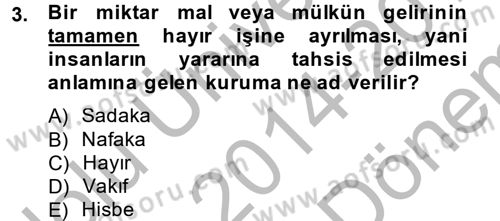 Topluma Hizmet Eğitimi Dersi 2014 - 2015 Yılı (Final) Dönem Sonu Sınav Soruları 3. Soru