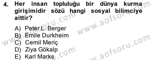 Topluma Hizmet Eğitimi Dersi 2014 - 2015 Yılı (Final) Dönem Sonu Sınav Soruları 4. Soru