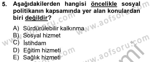 Topluma Hizmet Eğitimi Dersi 2014 - 2015 Yılı (Final) Dönem Sonu Sınav Soruları 5. Soru