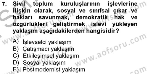Topluma Hizmet Eğitimi Dersi 2014 - 2015 Yılı (Final) Dönem Sonu Sınav Soruları 7. Soru