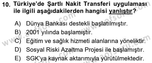 Topluma Hizmet Eğitimi Dersi 2015 - 2016 Yılı (Vize) Ara Sınav Soruları 10. Soru