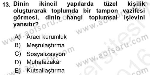 Topluma Hizmet Eğitimi Dersi 2015 - 2016 Yılı (Vize) Ara Sınav Soruları 13. Soru