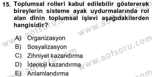 Topluma Hizmet Eğitimi Dersi 2015 - 2016 Yılı (Vize) Ara Sınav Soruları 15. Soru