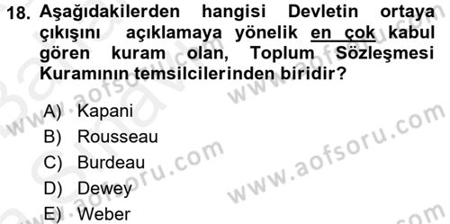 Topluma Hizmet Eğitimi Dersi 2015 - 2016 Yılı (Vize) Ara Sınav Soruları 18. Soru