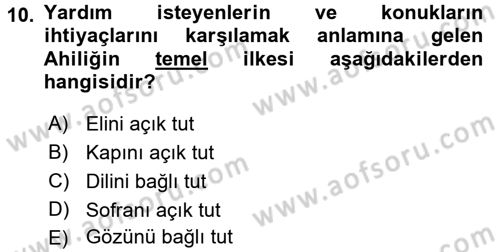 Topluma Hizmet Eğitimi Dersi 2015 - 2016 Yılı (Final) Dönem Sonu Sınav Soruları 10. Soru