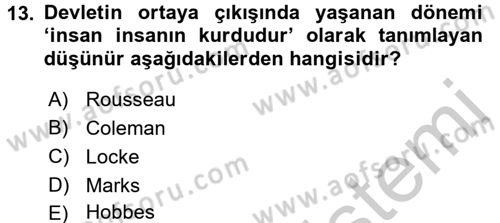 Topluma Hizmet Eğitimi Dersi 2016 - 2017 Yılı (Vize) Ara Sınav Soruları 13. Soru