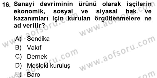 Topluma Hizmet Eğitimi Dersi 2016 - 2017 Yılı (Vize) Ara Sınav Soruları 16. Soru
