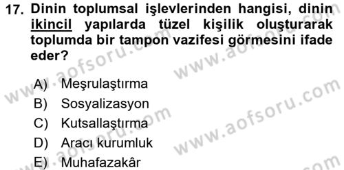 Topluma Hizmet Eğitimi Dersi 2016 - 2017 Yılı (Vize) Ara Sınav Soruları 17. Soru