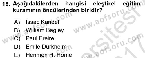 Topluma Hizmet Eğitimi Dersi 2016 - 2017 Yılı (Final) Dönem Sonu Sınav Soruları 18. Soru