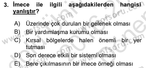 Topluma Hizmet Eğitimi Dersi 2016 - 2017 Yılı (Final) Dönem Sonu Sınav Soruları 3. Soru