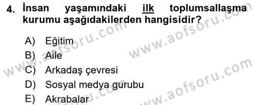 Topluma Hizmet Eğitimi Dersi 2016 - 2017 Yılı (Final) Dönem Sonu Sınav Soruları 4. Soru