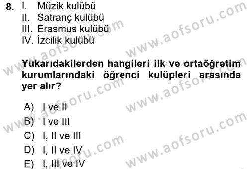 Topluma Hizmet Eğitimi Dersi 2016 - 2017 Yılı (Final) Dönem Sonu Sınav Soruları 8. Soru