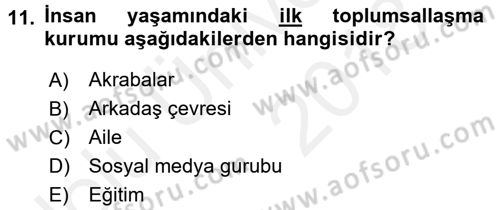 Topluma Hizmet Eğitimi Dersi 2017 - 2018 Yılı 3 Ders Sınav Soruları 11. Soru