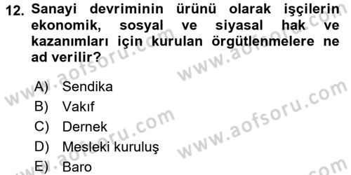 Topluma Hizmet Eğitimi Dersi 2017 - 2018 Yılı 3 Ders Sınav Soruları 12. Soru
