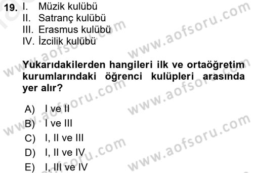 Topluma Hizmet Eğitimi Dersi 2017 - 2018 Yılı 3 Ders Sınav Soruları 19. Soru